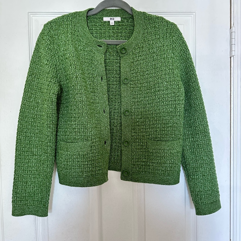 UNIQLO Green Textured Button-Front Cardigan Outstanding Condition